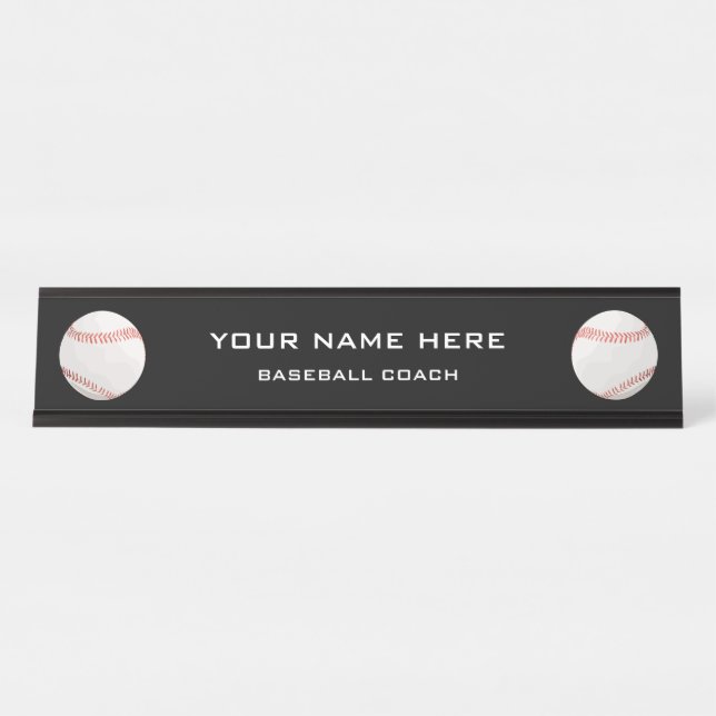 Porte-nom Pour Bureau Entraîneur de baseball (Devant)
