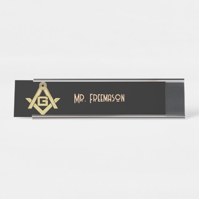 Porte-nom Pour Bureau Esprit maçonnique (ruée d'or) (Devant)