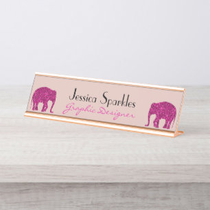 Porte-nom Pour Bureau Étincelle rose étincelante étincelante Votre nom