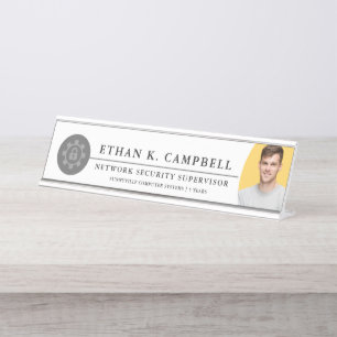 Porte-nom Pour Bureau Expert en sécurité réseau Symbole et logo de l'i