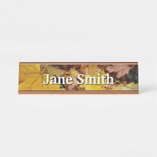 Porte-nom Pour Bureau Fallen Maple Feuille Jaune Automne Nature