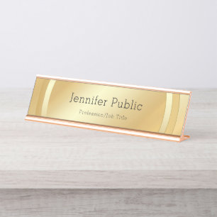 Porte-nom Pour Bureau Faux Gold Modèle moderne
