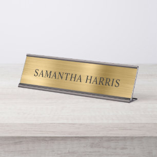 Porte-nom Pour Bureau Faux Luxe Feuille D'Or