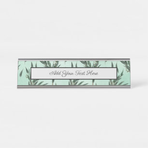 Porte-nom Pour Bureau Feuilles de Eucalyptus Branches Paillettes Dorées