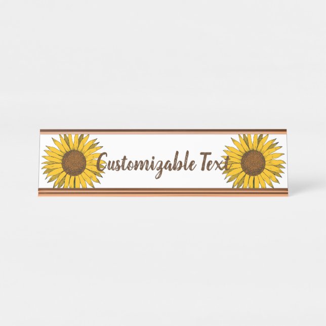 Porte-nom Pour Bureau Fleur jaune de tournesol (Devant)