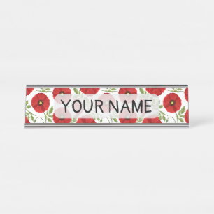 Porte-nom Pour Bureau Fleurs d'été joyeuses floraison de pavot