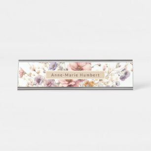 Porte-nom Pour Bureau Floral moderne rose girly élégant élégant