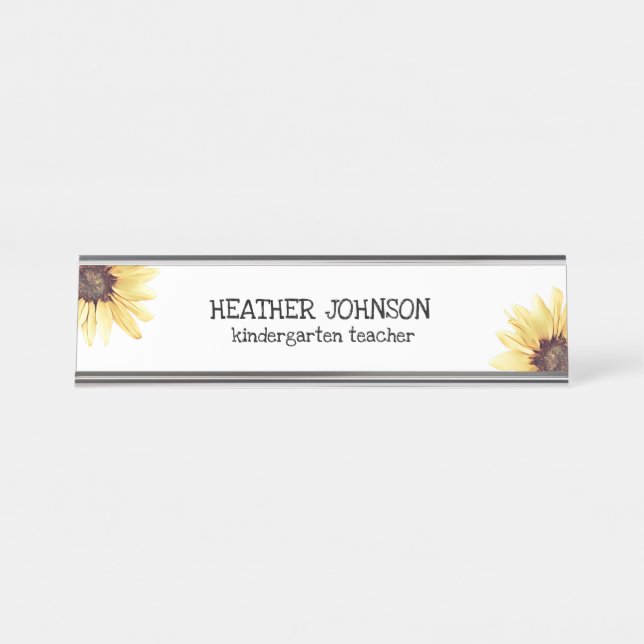 Porte-nom Pour Bureau Floral personnalisé (Devant)