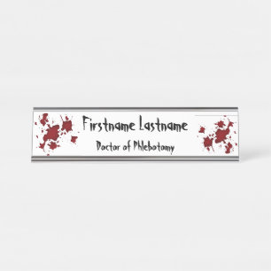 Porte-nom Pour Bureau Funny Halloween sang d'horreur éclaboussé