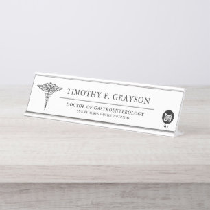 Porte-nom Pour Bureau Gastroentérologue Personnalisé Noir