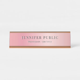 Porte-nom Pour Bureau Glamor Moderne Élégant Modèle Rose Or
