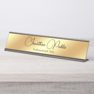 Porte-nom Pour Bureau Gold Look Moderne Élégante Typographie Modèle