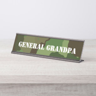 Porte-nom Pour Bureau Grand-père général Camouflage vert Nom Modèle