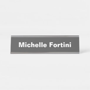 Porte-nom Pour Bureau Gris blanc minimaliste Plain moderne
