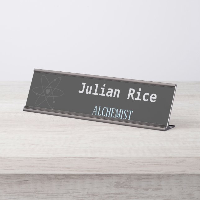 Porte-nom Pour Bureau gris foncé minimaliste (Devant)