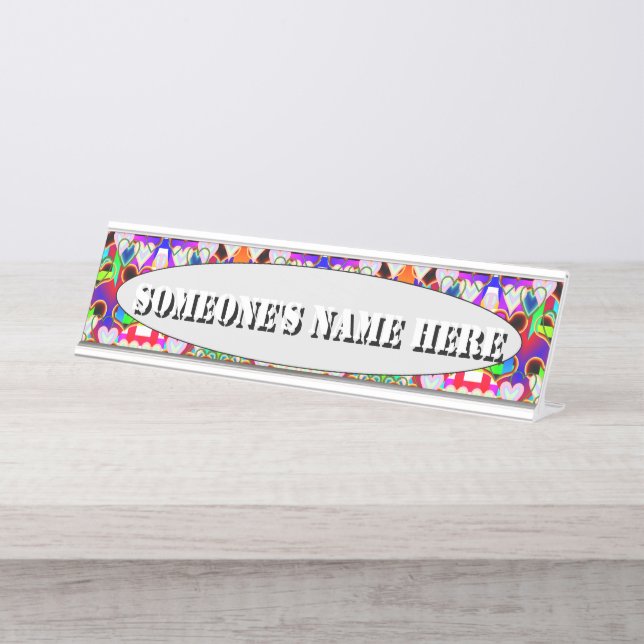 Porte-nom Pour Bureau Illusion des coeurs par Kenneth Yoncich (Devant)