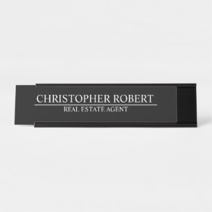 Porte-nom Pour Bureau Immobilier Noir Chic