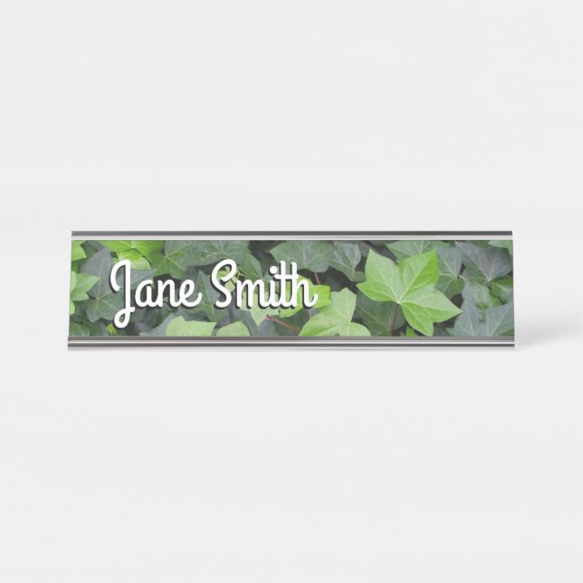 Porte-nom Pour Bureau Impression botanique verte Ivy (Devant)