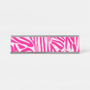 Porte-nom Pour Bureau Impression zèbre rose