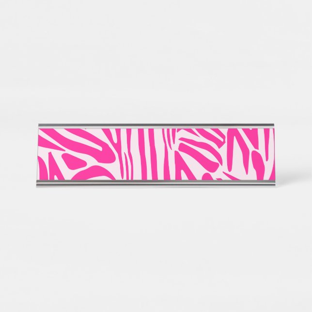 Porte-nom Pour Bureau Impression zèbre rose (Devant)