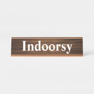 Porte-nom Pour Bureau Indoorsy - panneautage en bois de grain de