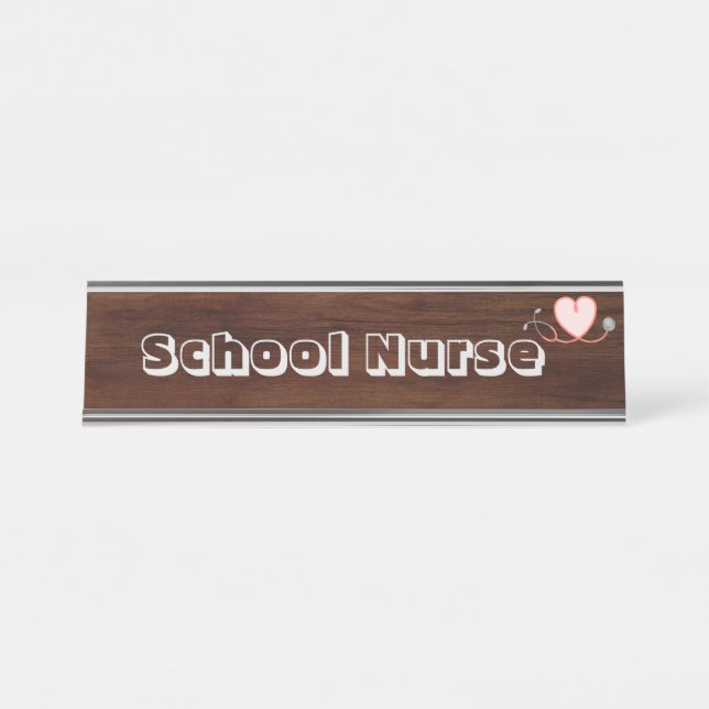 Porte-nom Pour Bureau Infirmière, stéthoscope, coeur (Devant)