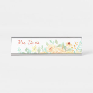 Porte-nom Pour Bureau Joli Floral Personnalisé Cadeaux Enseignants Busin