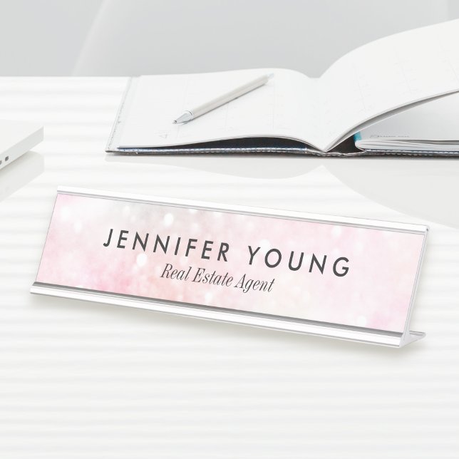 Porte-nom Pour Bureau Jolie Parties scintillant rose Fille Glamour (Créateur téléchargé)