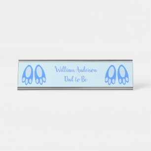 Porte-nom Pour Bureau Jolis pieds de lapin bébé garçon bleu Pâques perso