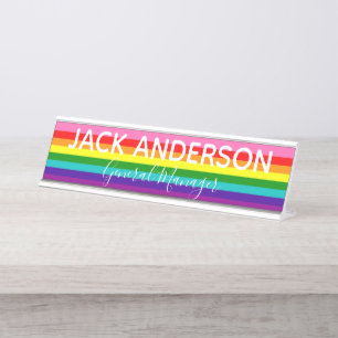 Porte-nom Pour Bureau L'amour est drapeau d'arc-en-ciel de gay pride