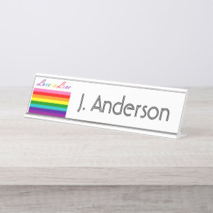Porte-nom Pour Bureau L'amour est drapeau d'arc-en-ciel de gay pride