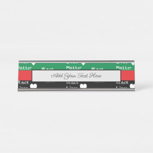 Porte-nom Pour Bureau Le Drapeau panafricain du Coeur blanc de Black Liv