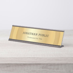 Porte-nom Pour Bureau Le Modèle flamand moderne branché de Faux Gold
