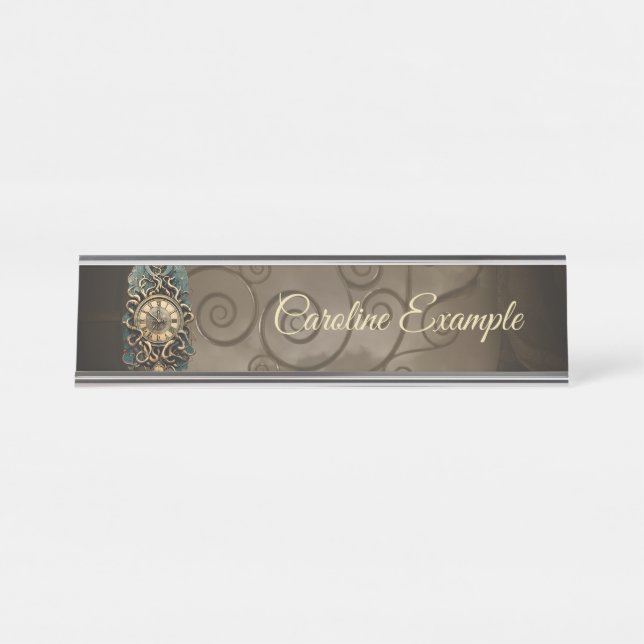 Porte-nom Pour Bureau Le mystérieux mouvement steampunk. (Devant)