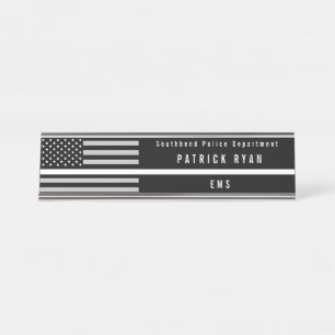 Porte-nom Pour Bureau Ligne blanche mince drapeau américain de SME