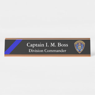 Porte-nom Pour Bureau Ligne Bleue Mince - Office Patch Desk Name Plate