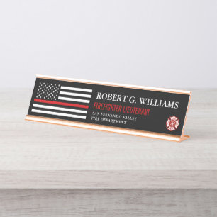 Porte-nom Pour Bureau Ligne rouge mince drapeau américain customisé