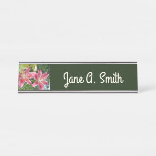 Porte-nom Pour Bureau Lis Stargazer Jardin Floral