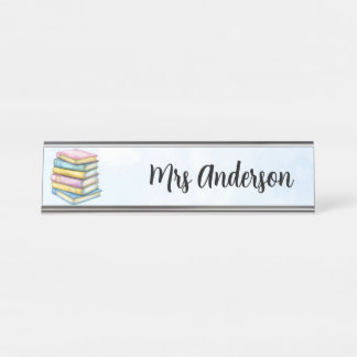 Porte-nom Pour Bureau Livres d'aquarelle personnalisés de l'enseignant