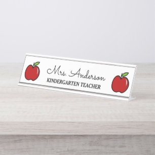 Porte-nom Pour Bureau Logo de la pomme rouge pour l'enseignant de la mat