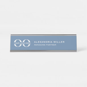 Porte-nom Pour Bureau Logo de la société Muted Blue