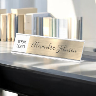 Porte-nom Pour Bureau Logo Executive Gold Professional personnalisé