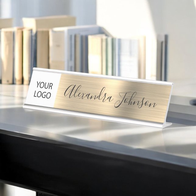 Porte-nom Pour Bureau Logo Executive Gold Professional personnalisé (Créateur téléchargé)