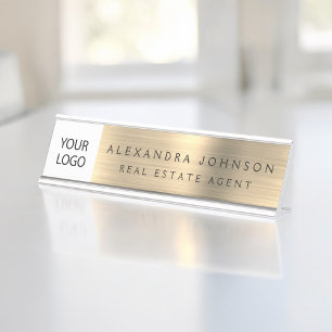 Porte-nom Pour Bureau Logo Executive Gold Professional personnalisé