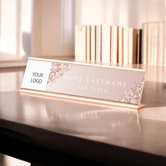 Porte-nom Pour Bureau Logo Executive Rose Gold Professional (Créateur téléchargé)