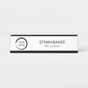 Porte-nom Pour Bureau Logo noir simple