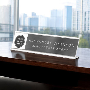 Porte-nom Pour Bureau Logo Personnalisé Executive Black Professional