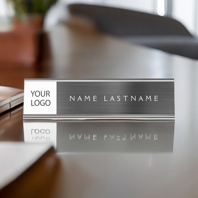 Porte-nom Pour Bureau Logo Personnalisé Executive Black Professional (Créateur téléchargé)