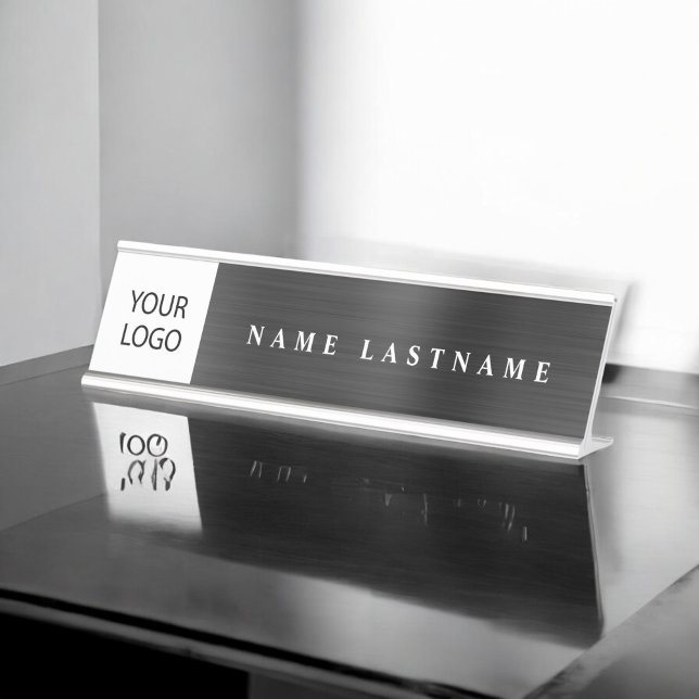 Porte-nom Pour Bureau Logo Personnalisé Executive Black Professional (Créateur téléchargé)