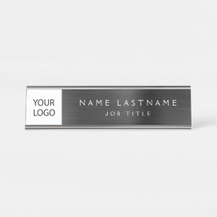 Porte-nom Pour Bureau Logo Personnalisé Executive Black Professional